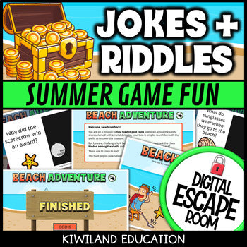 Joke Riddles Summer Digital Escape Room | End of Year Activity | Grades 3–6