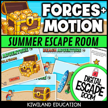 Forces and Motion Summer Digital Escape Room | Science Activity | Grades 3–5