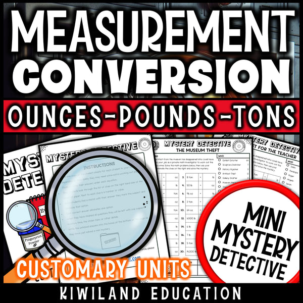 Ounces pounds tons conversion mystery detective activity