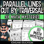 Parallel lines and transversals Math Mystery worksheets, detective cover for grades 8-10