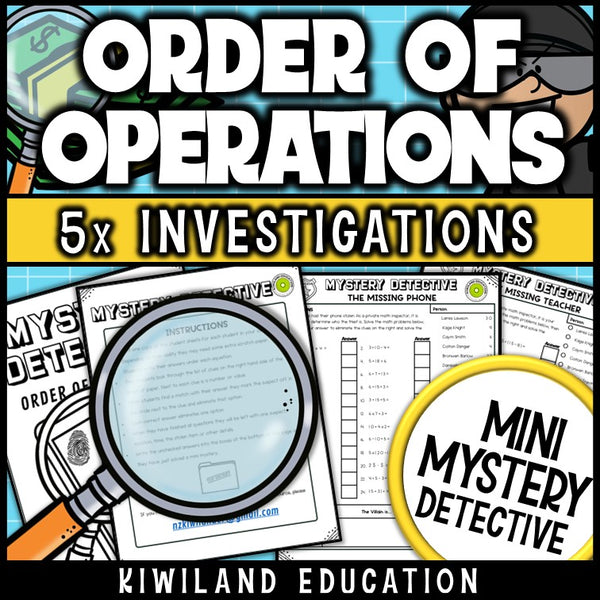 Pemdas no exponents mystery detective suspect elimination