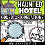 PEMDAS no exponents practice pages tile hall and hotel floor plan self checking