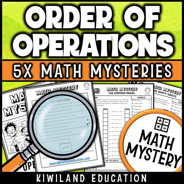 PEMDAS practice Halloween math mystery activity for 5th and 6th grade