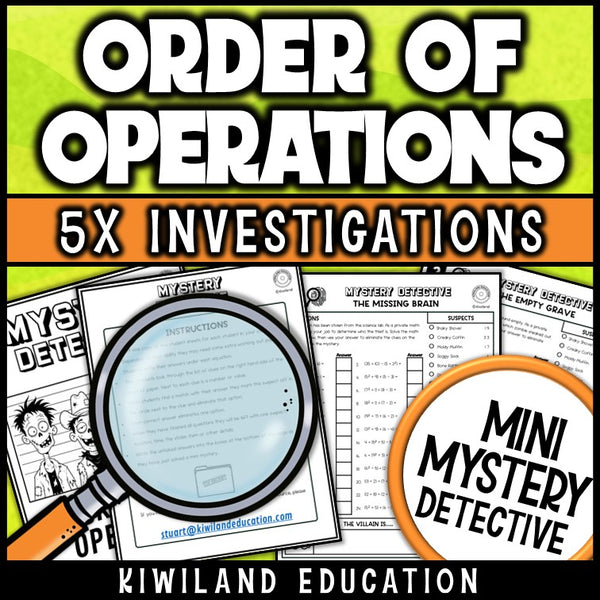 Pemdas practice halloween mystery detective 5th 6th grade activity