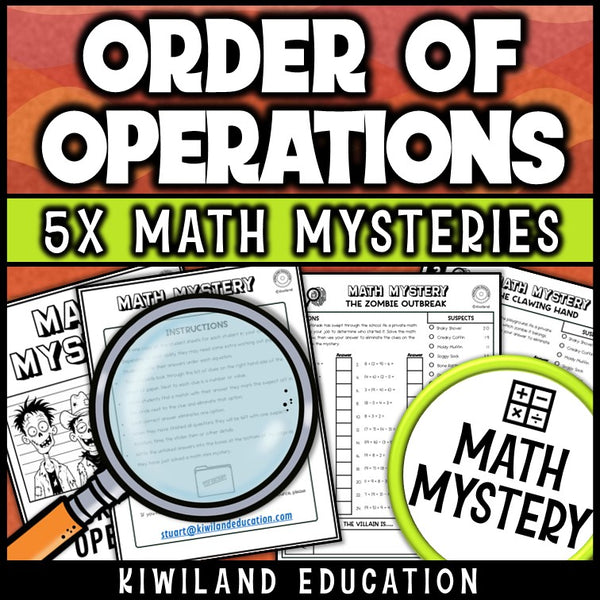 PEMDAS whole number practice Halloween math mystery for grades 4 to 6