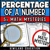 Percentage of a number math mystery worksheet sample pages