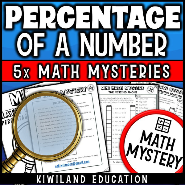 Percentage of a number math mystery worksheet sample pages