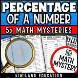 Percentage detective math mystery activity for grades 6-7