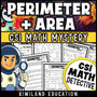 Perimeter and Area CSI Math Mystery cover - geometry detective activity for grades 3-5