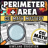 Geometry detective worksheets - solving perimeter and area clues to crack the case
