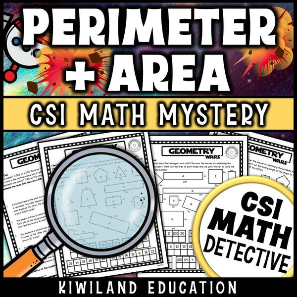 Geometry detective worksheets - solving perimeter and area clues to crack the case