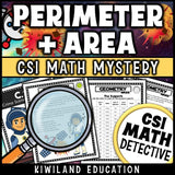 Perimeter and area geometry math mystery worksheets for 3rd, 4th and 5th grade
