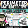 Perimeter math mystery worksheets cover - customary and metric printable detective pack