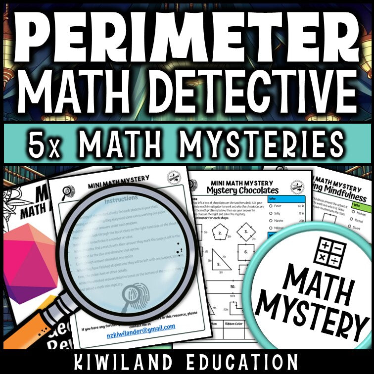 Perimeter math mystery worksheet sample pages - customary and metric units