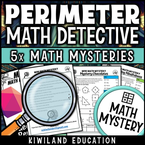 Perimeter math mystery worksheet sample pages - customary and metric units