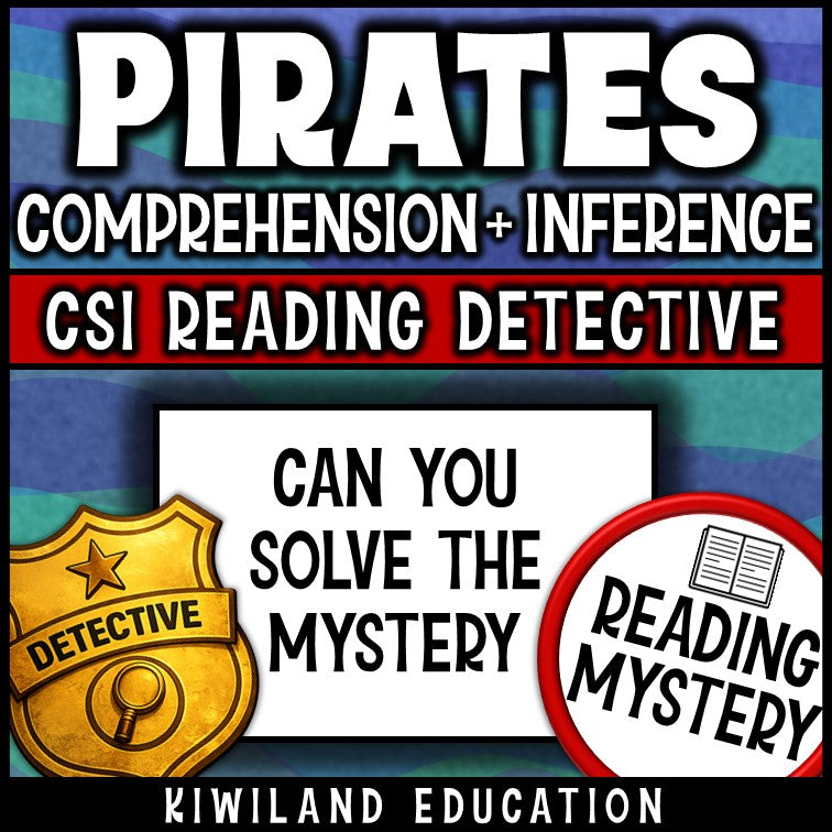 Pirate inference reading comprehension activity, no prep self checking literacy center