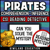 Pirate inference reading comprehension activity, no prep self checking literacy center