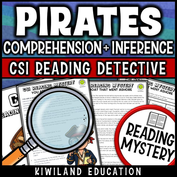 Pirate reading detective mystery two page fiction passage comprehension printable