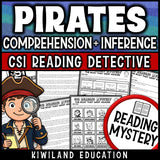 Pirates making inferences reading comprehension passages and questions mystery cover, grades 3-5