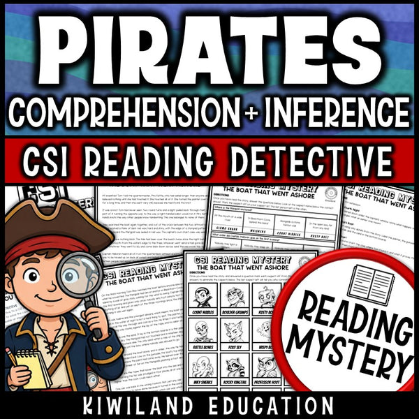 Pirates making inferences reading comprehension passages and questions mystery cover, grades 3-5