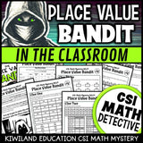 Place Value Bandit in the Classroom CSI Math Mystery cover - Grades 2-4 printable PDF