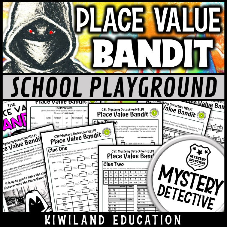 Place value bandit school playground mystery detective grades 2-4