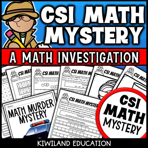 Place value CSI Math Mystery cover for grades 2 to 6, The Three-Digit Suspect case