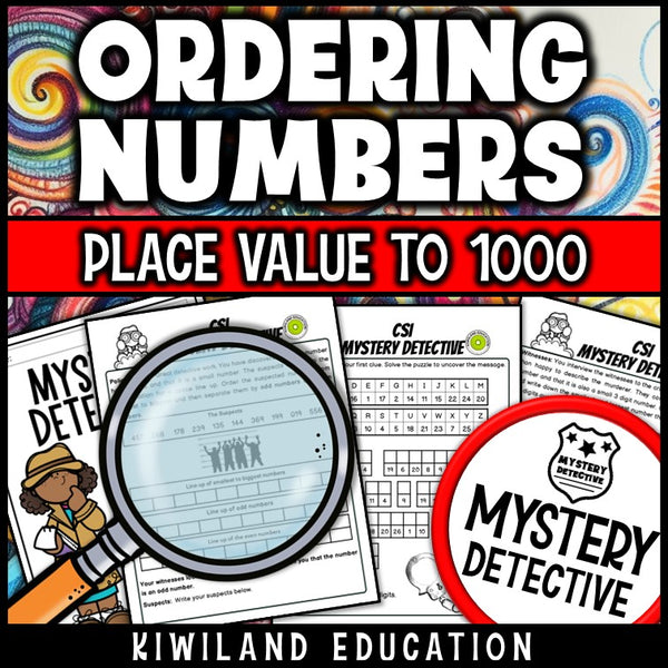 Place value to 1000 clue pages ordering numbers detective case