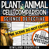 Comparing plant and animal cells science reading mystery cover for grades 3-6