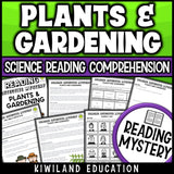 Plants and gardening reading mystery comprehension activity cover for grades 3-6