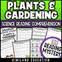 Plants and gardening reading mystery comprehension activity cover for grades 3-6