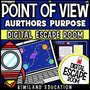 Point of view digital escape room cover, space-themed ELA activity for grades 3–6