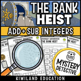 Positive and negative numbers integer practice worksheets maze math centers bank heist