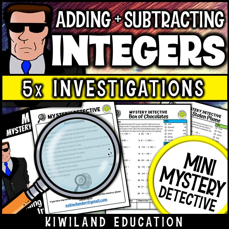 Positive and negative numbers mystery detective cases