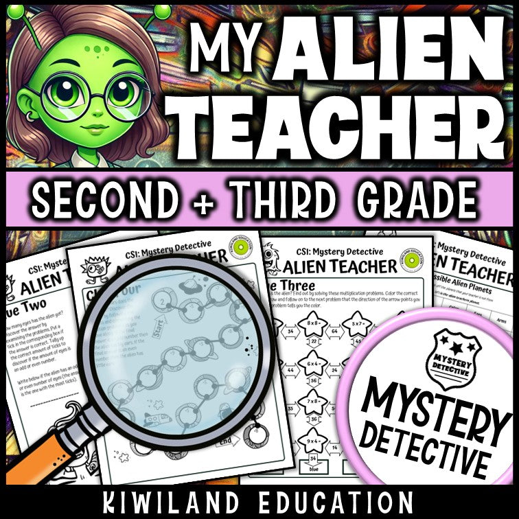 Printable alien detective worksheets times tables maze suspect elimination
