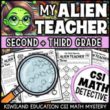 Printable alien detective worksheets with a times tables maze and clue elimination