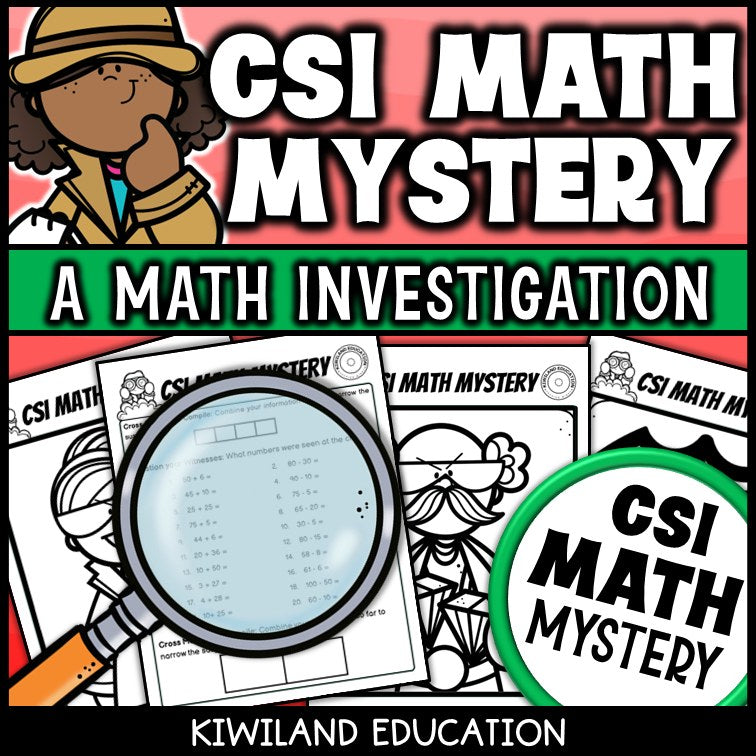 Printable math detective worksheets with suspect elimination for grades 3 to 5