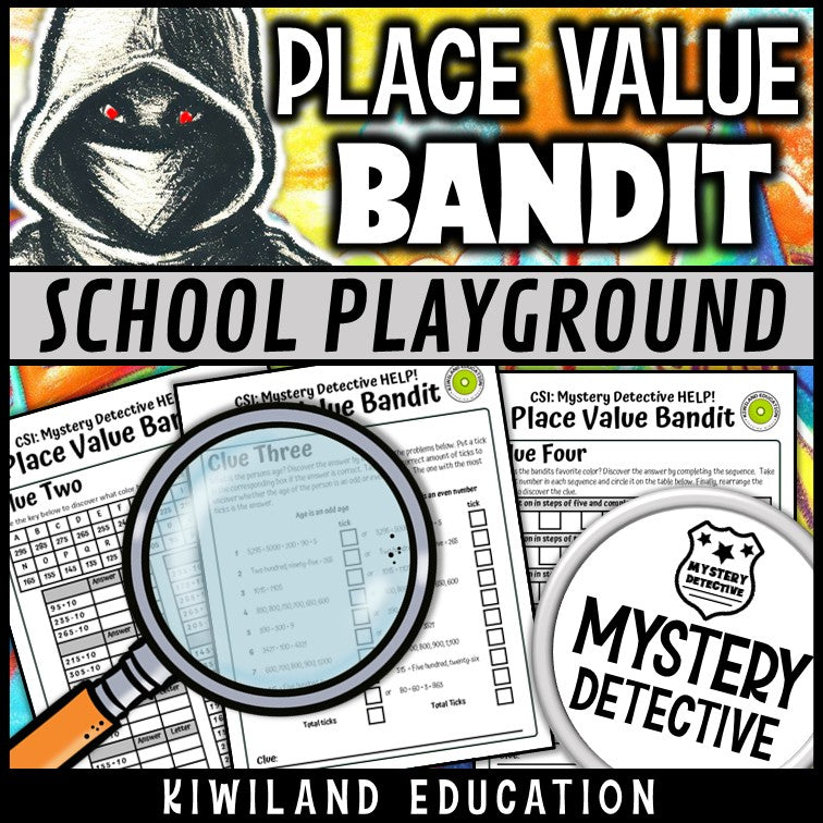 Printable place value practice mystery detective suspect elimination
