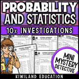 Probability and statistics worksheets simple compound events mystery detective 7th grade