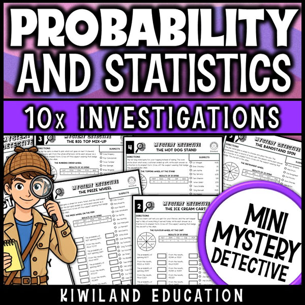Probability and statistics worksheets simple compound events mystery detective 7th grade