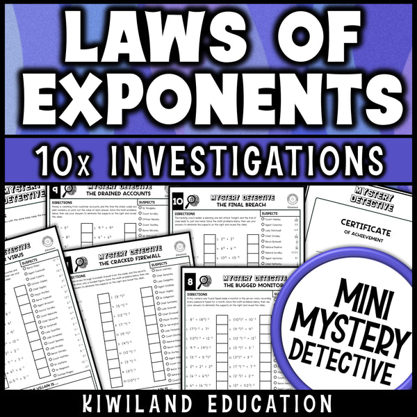 Properties of exponents practice pages covering the product, quotient and power rules, with answer keys for 8th grade
