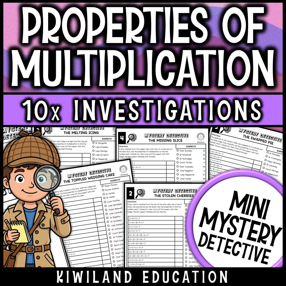 Properties of multiplication worksheets 3rd grade math mini mystery