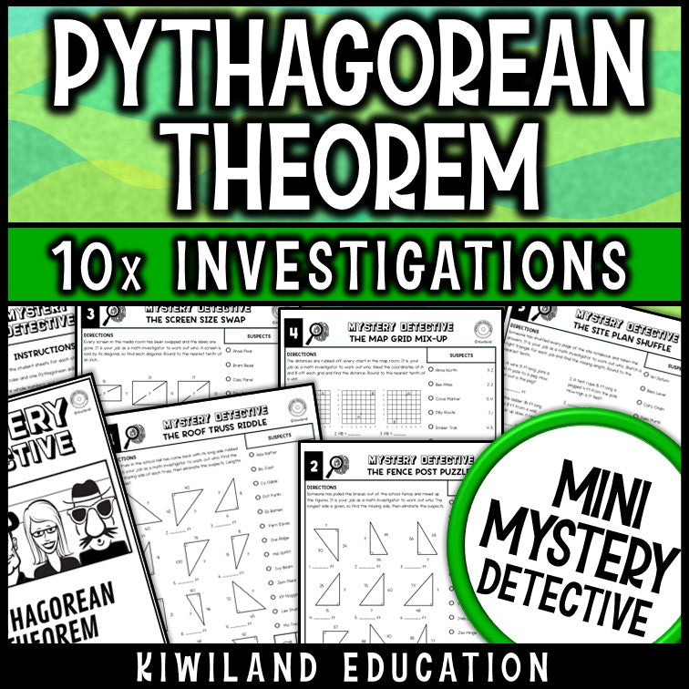 Pythagorean theorem activity 8th grade mystery detective worksheets no-prep