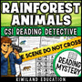 Rainforest animals science reading mystery cover for grades 3-6