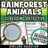 Nonfiction rainforest animals reading comprehension passage for grades 3-6