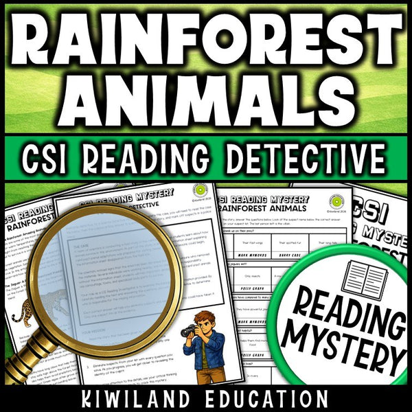 Nonfiction rainforest animals reading comprehension passage for grades 3-6