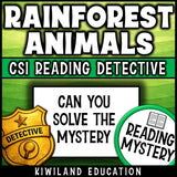 No-prep rainforest animals reading comprehension worksheet with answer key