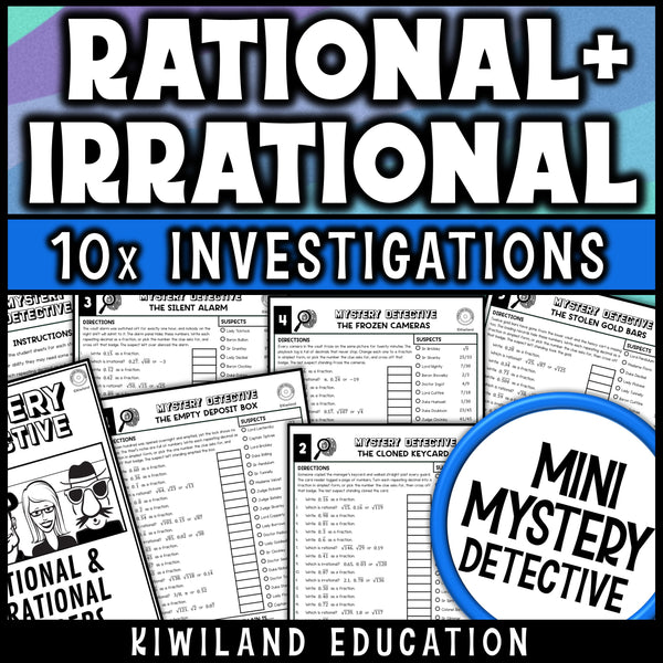 Rational and irrational numbers worksheets for 8th grade math, ten no prep bank vault detective cases with repeating decimals