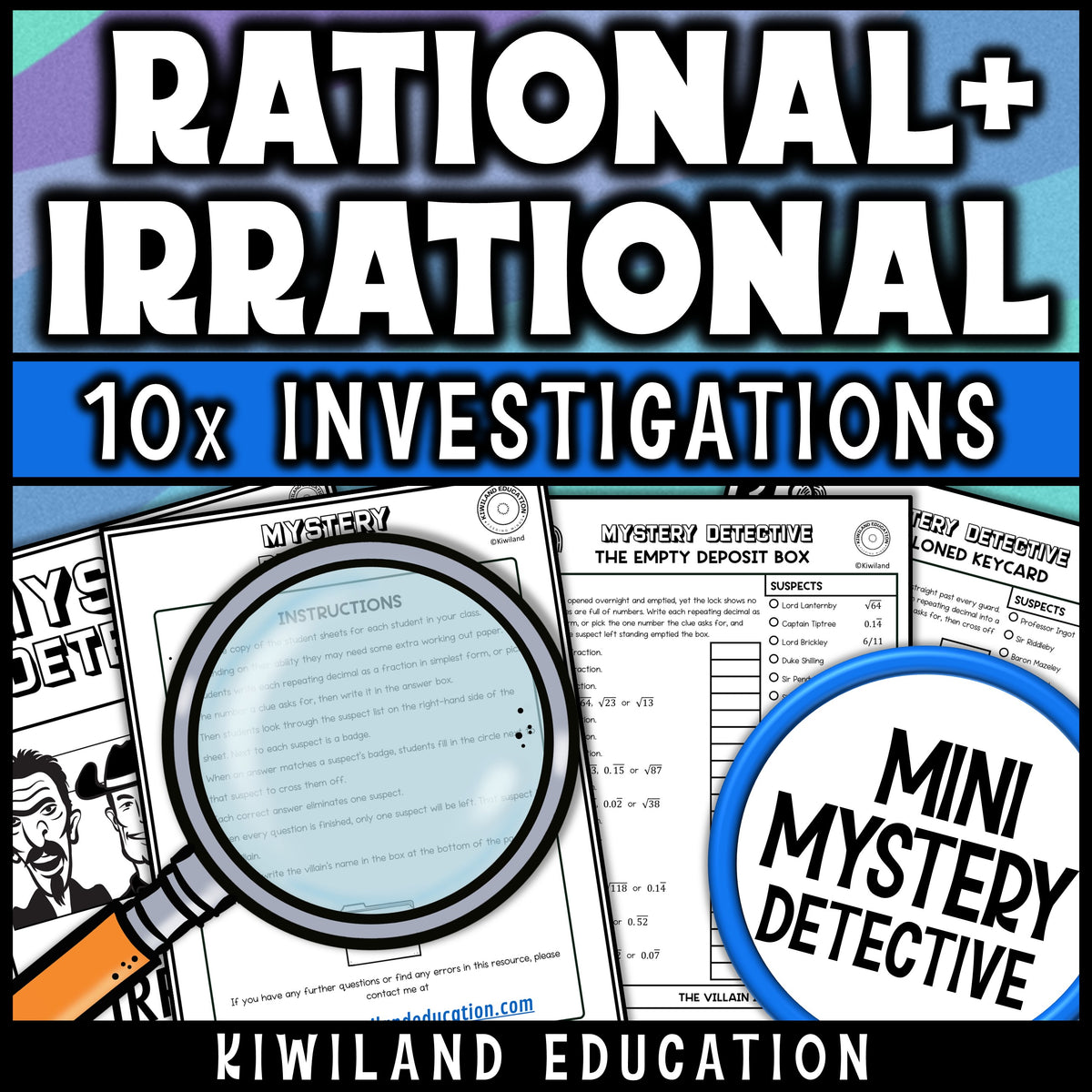 Rational vs irrational numbers math centers with teacher instructions and a worked example reference page