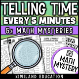 Reading clock faces at five minute intervals printable for 2nd grade